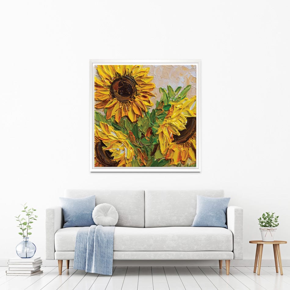 Sunflowers Warmth Square Canvas Print wall art product Olga Tkachyk
