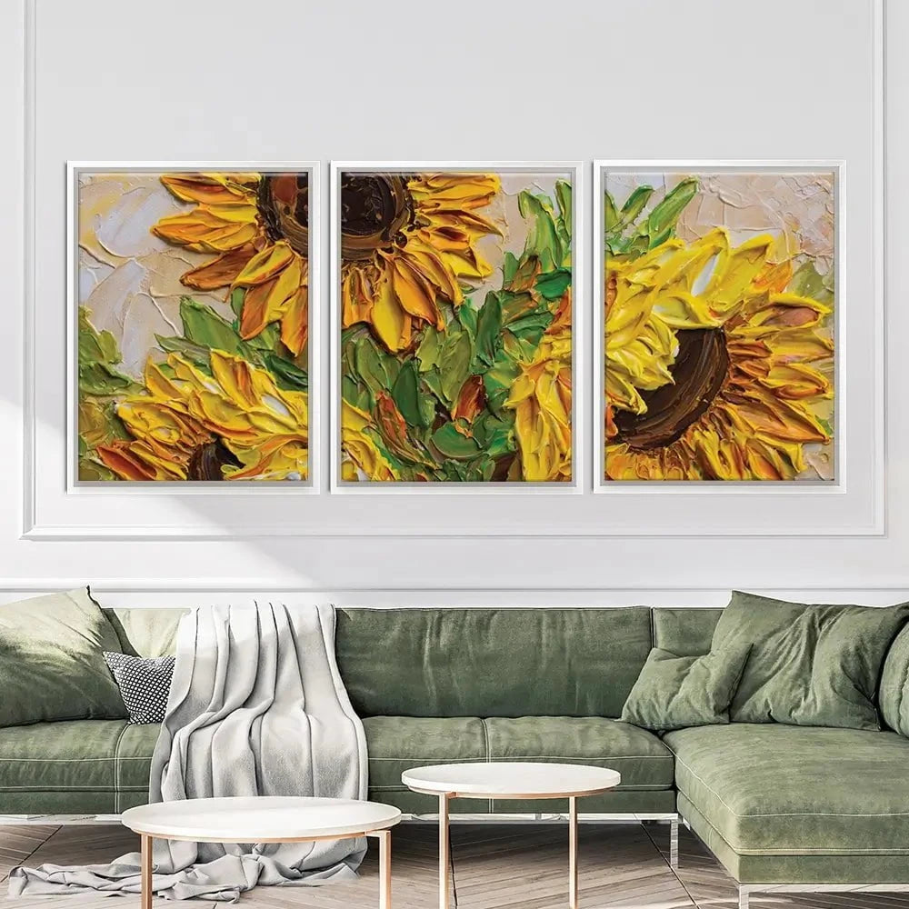 Sunflowers Warmth Trio Canvas Print Sunflowers Warmth Trio Canvas Print wall art product Olga Tkachyk