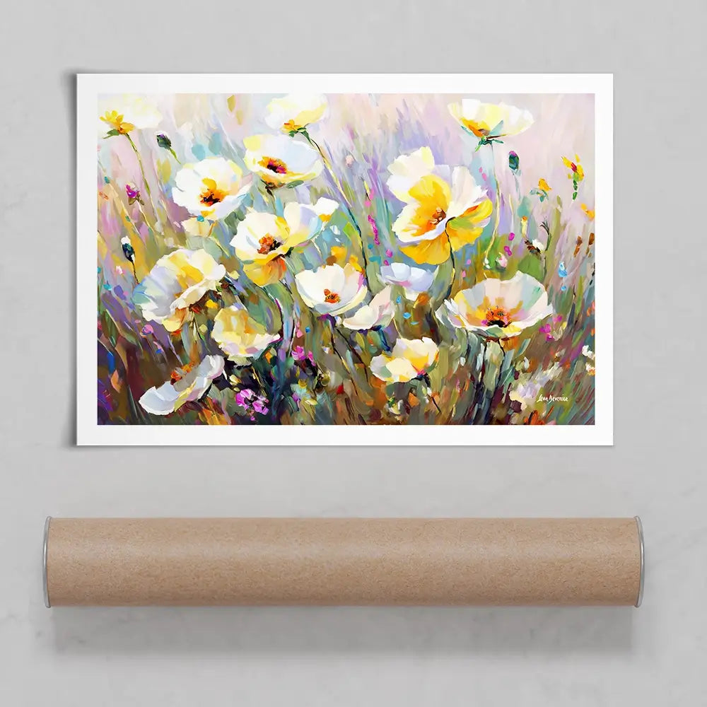 Sunlit Petals Embrace Art Print Sunlit Petals Embrace Art Print wall art product Leon Devenice