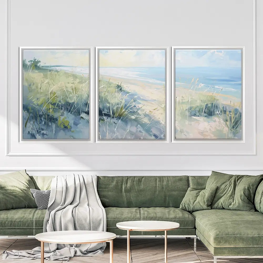 Sunny Day At The Coast Trio Canvas Print Sunny Day At The Coast Trio Canvas Print wall art product Gina Kelly - Independent