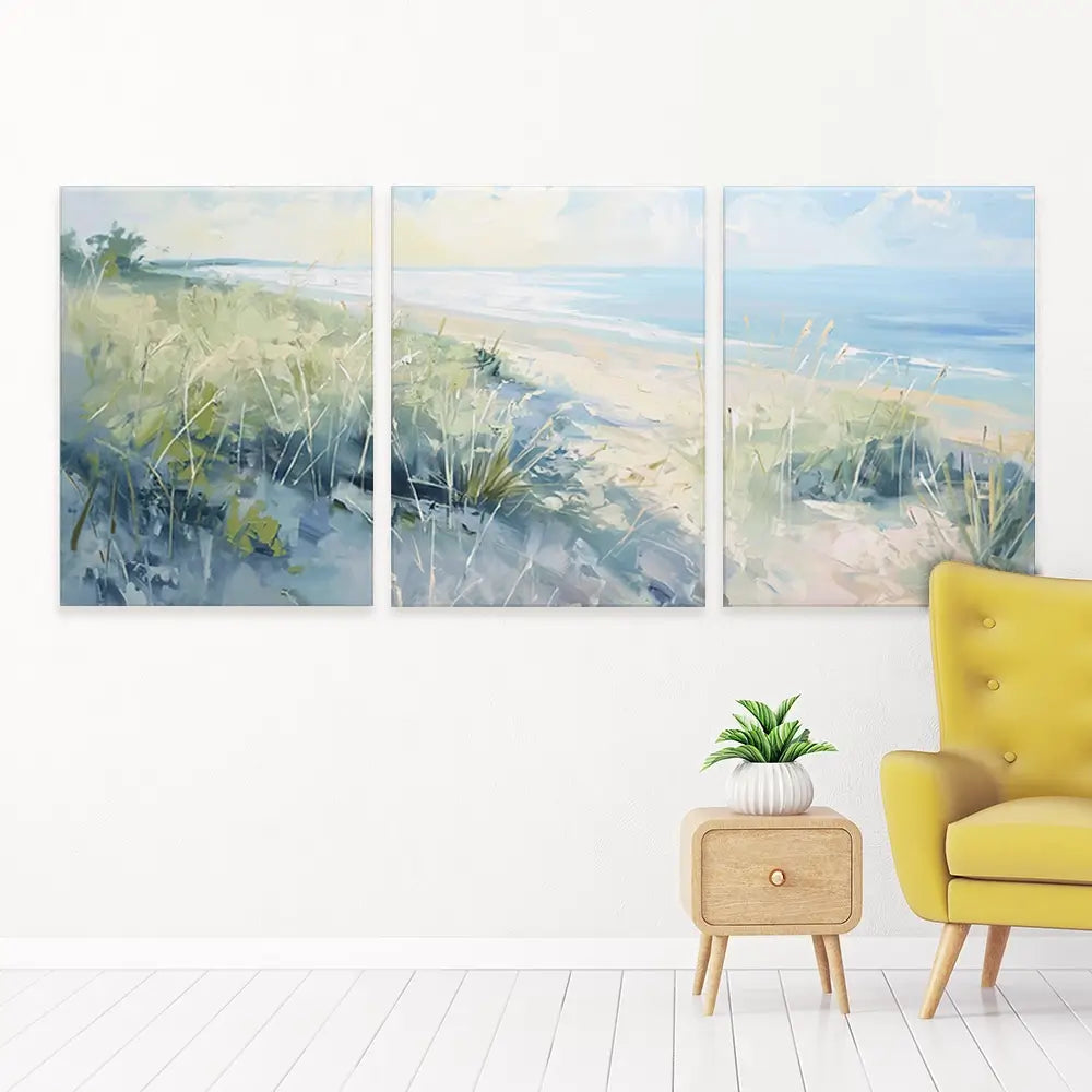 Sunny Day At The Coast Trio Canvas Print Sunny Day At The Coast Trio Canvas Print wall art product Gina Kelly - Independent