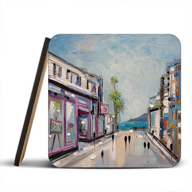 Sunny Shopping Day Coaster Set Sunny Shopping Day Coaster Set wall art product Ekaterina Ermilkina