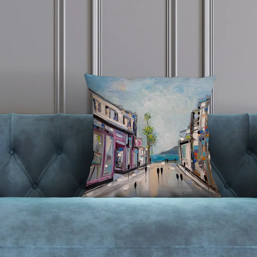 Sunny Shopping Day Cushion Sunny Shopping Day Cushion wall art product Ekaterina Ermilkina