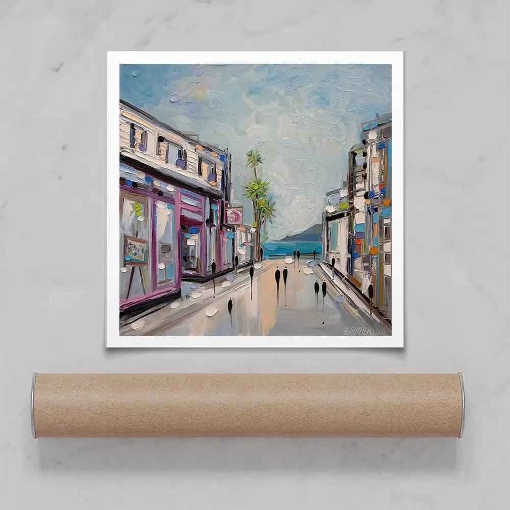 Sunny Shopping Day Square Art Print Sunny Shopping Day Square Art Print wall art product Ekaterina Ermilkina