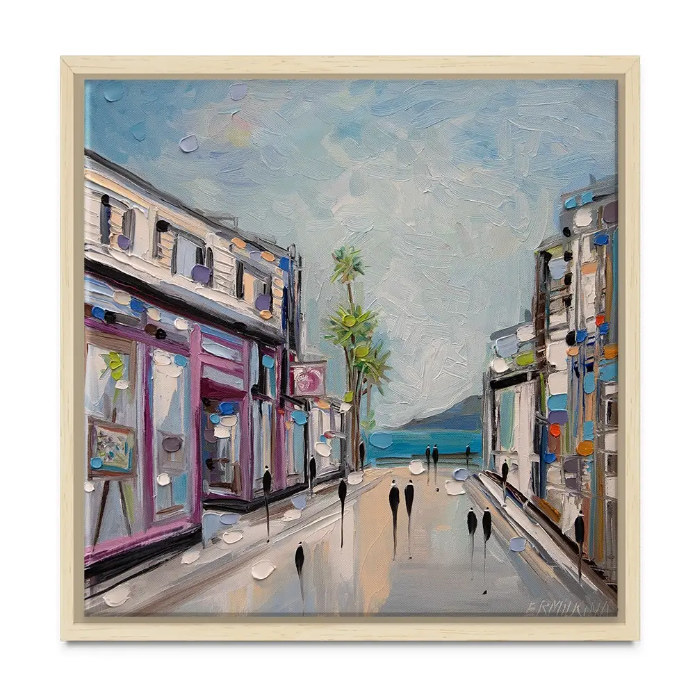 Sunny Shopping Day Square Canvas Print Sunny Shopping Day Square Canvas Print wall art product Ekaterina Ermilkina