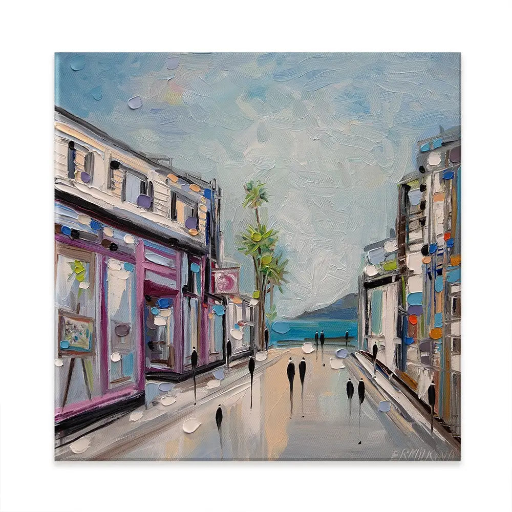 Sunny Shopping Day Square Canvas Print Sunny Shopping Day Square Canvas Print wall art product Ekaterina Ermilkina
