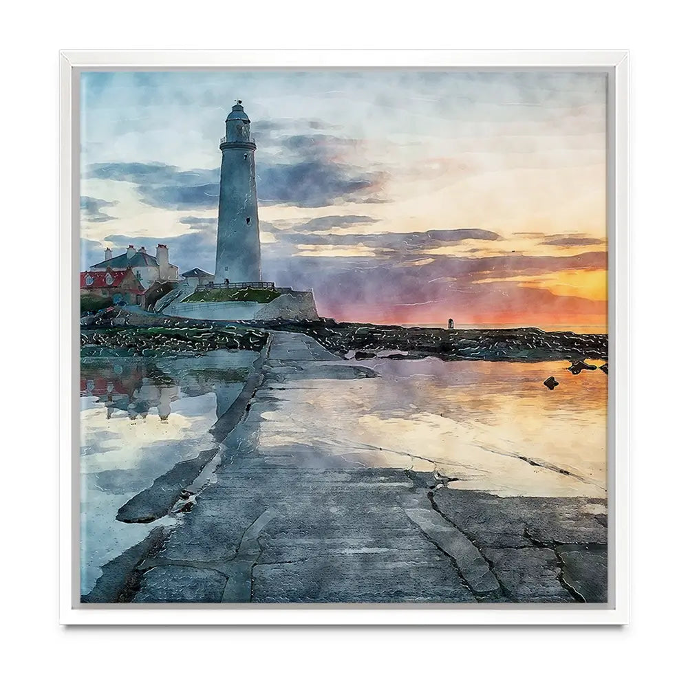 Sunrise Over A Lighthouse Oversized Canvas Print Sunrise Over A Lighthouse Oversized Canvas Print wall art product Art Print Shop