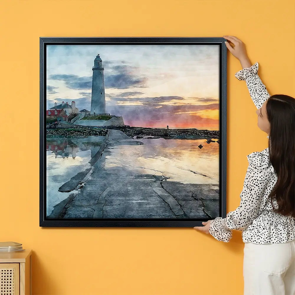 Sunrise Over A Lighthouse Oversized Canvas Print Sunrise Over A Lighthouse Oversized Canvas Print wall art product Art Print Shop