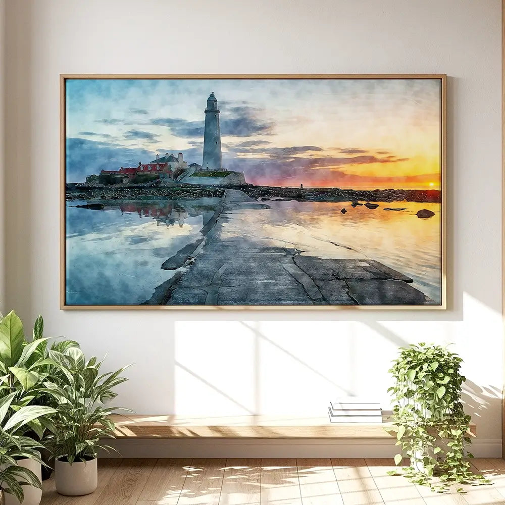 Sunrise Over A Lighthouse Oversized Canvas Print Sunrise Over A Lighthouse Oversized Canvas Print wall art product Art Print Shop