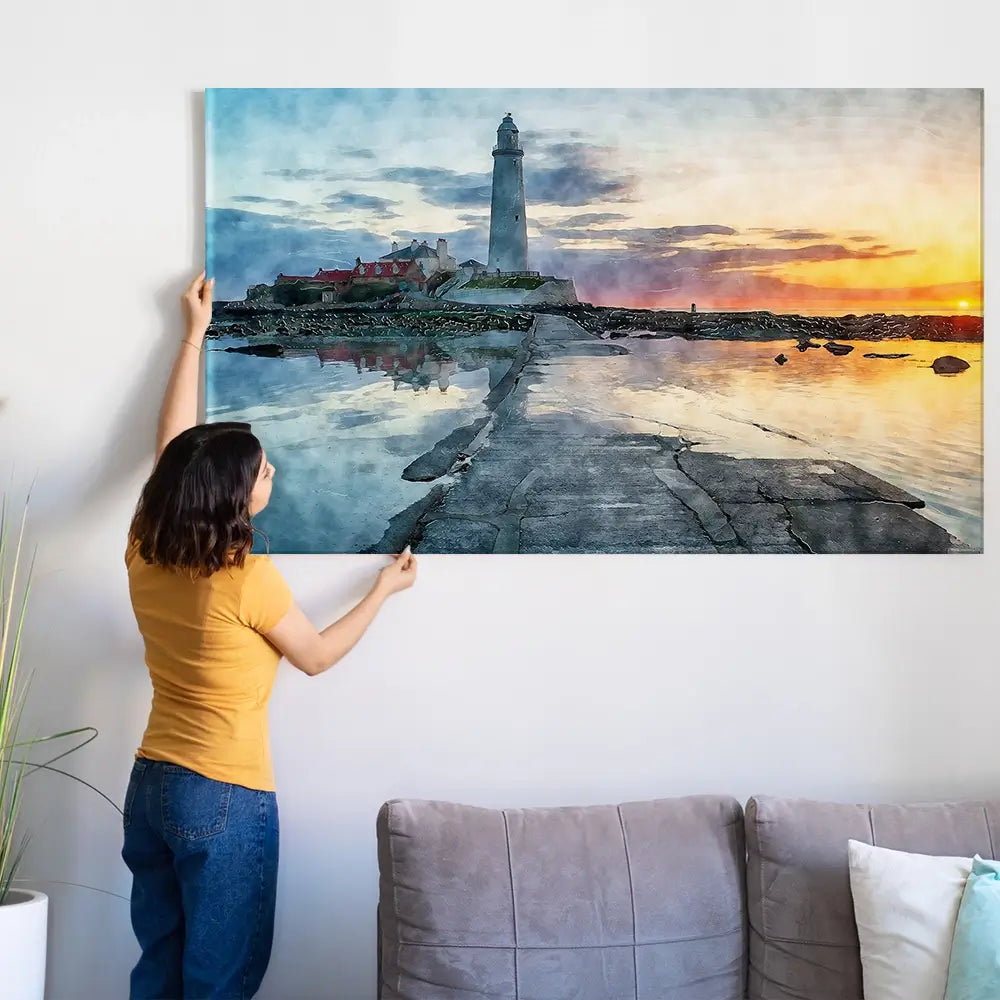 Sunrise Over A Lighthouse Oversized Canvas Print Sunrise Over A Lighthouse Oversized Canvas Print wall art product Art Print Shop