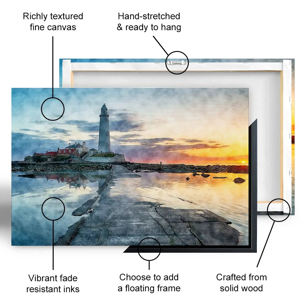 Sunrise Over A Lighthouse Oversized Canvas Print Sunrise Over A Lighthouse Oversized Canvas Print wall art product Helen Hotson / Shutterstock