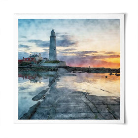 Sunrise Over A Lighthouse Square Art Print Sunrise Over A Lighthouse Square Art Print wall art product Helen Hotson / Shutterstock