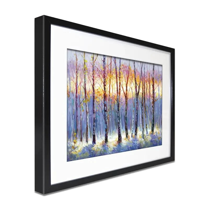 Sunrise Over The Birch Tree Forest Framed Art Print Sunrise Over The Birch Tree Forest Framed Art Print wall art product Leon Devenice