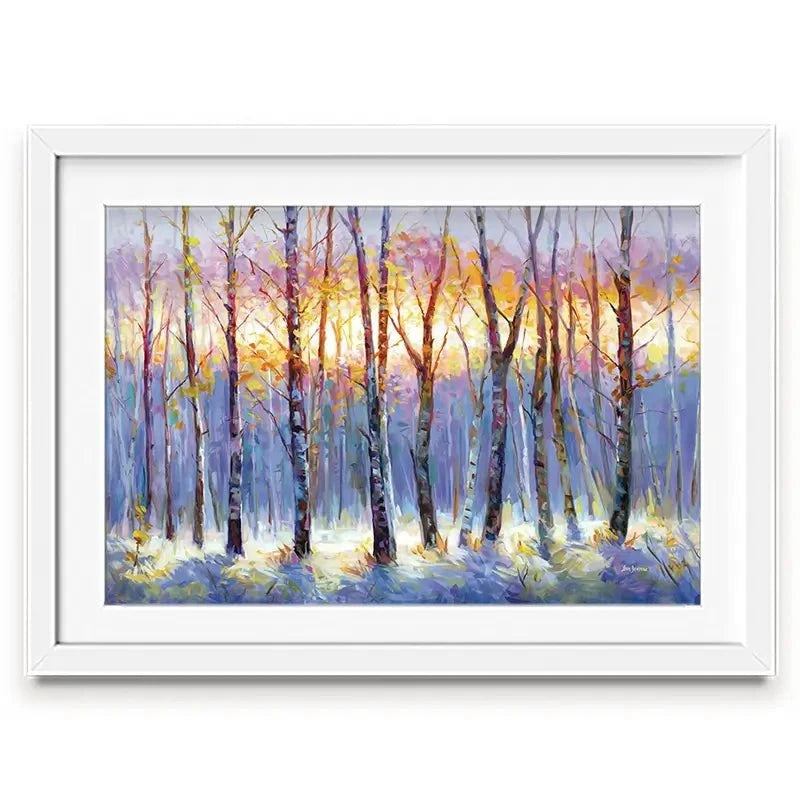 Sunrise Over The Birch Tree Forest Framed Art Print Sunrise Over The Birch Tree Forest Framed Art Print wall art product Leon Devenice