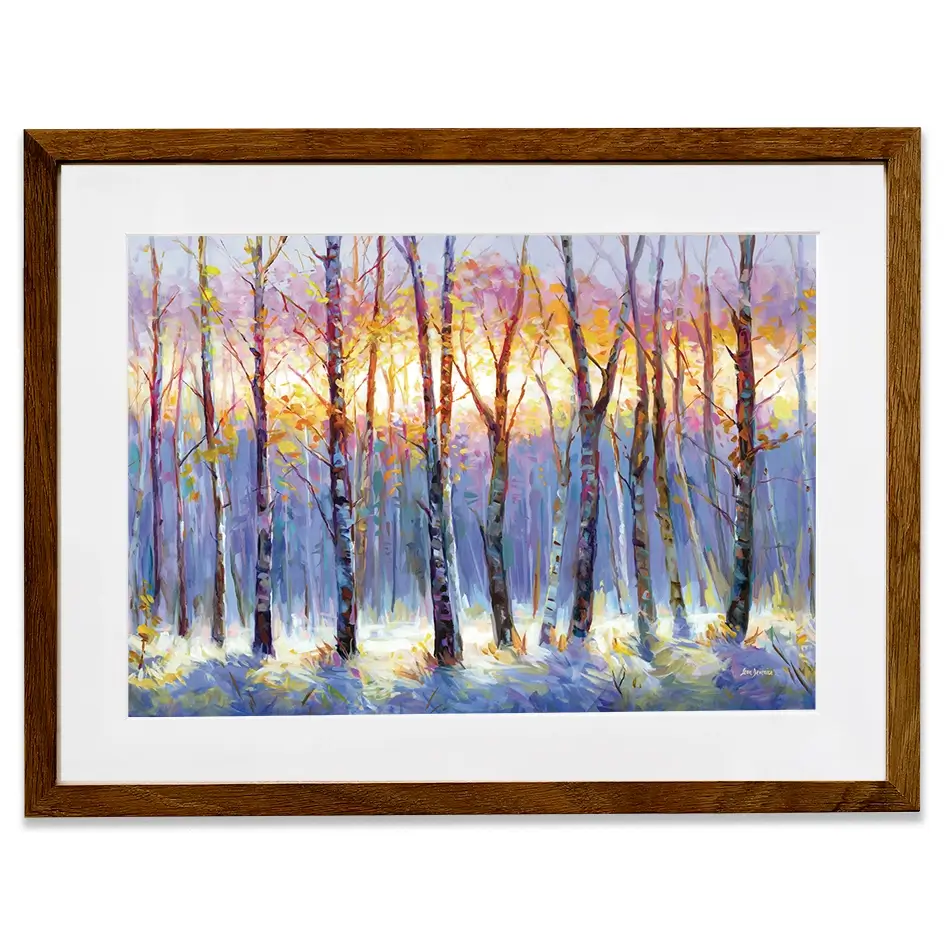 Sunrise Over The Birch Tree Forest Framed Art Print Sunrise Over The Birch Tree Forest Framed Art Print wall art product Leon Devenice