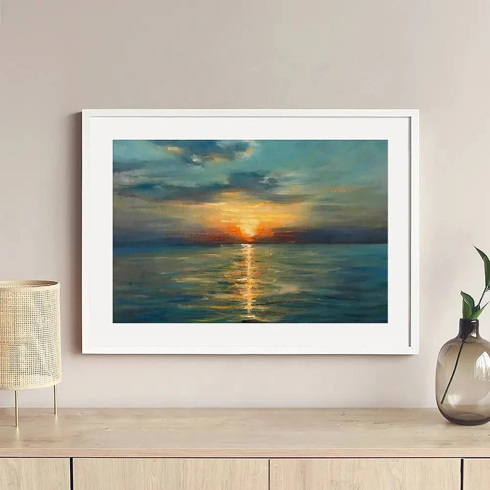 Sunrise Over The Sea Framed Art Print Sunrise Over The Sea Framed Art Print wall art product OlgaOsa / Shutterstock