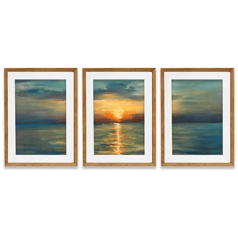 Sunrise Over The Sea Framed Art Print Trio Sunrise Over The Sea Framed Art Print Trio wall art product OlgaOsa / Shutterstock