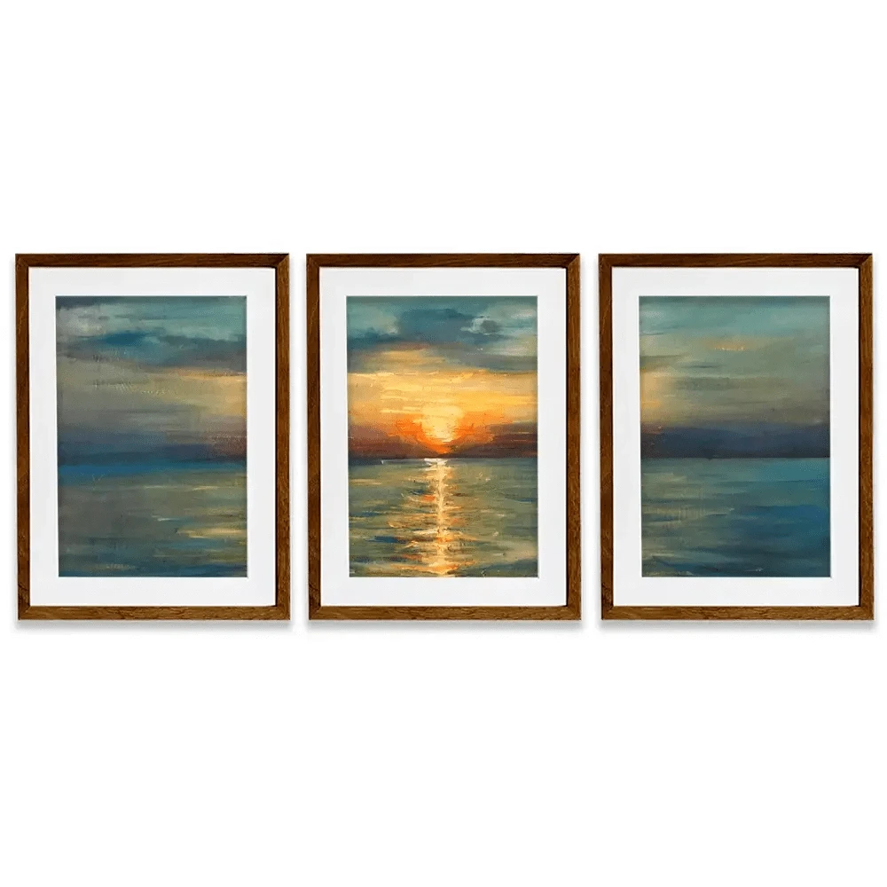 Sunrise Over The Sea Framed Art Print Trio Sunrise Over The Sea Framed Art Print Trio wall art product OlgaOsa / Shutterstock