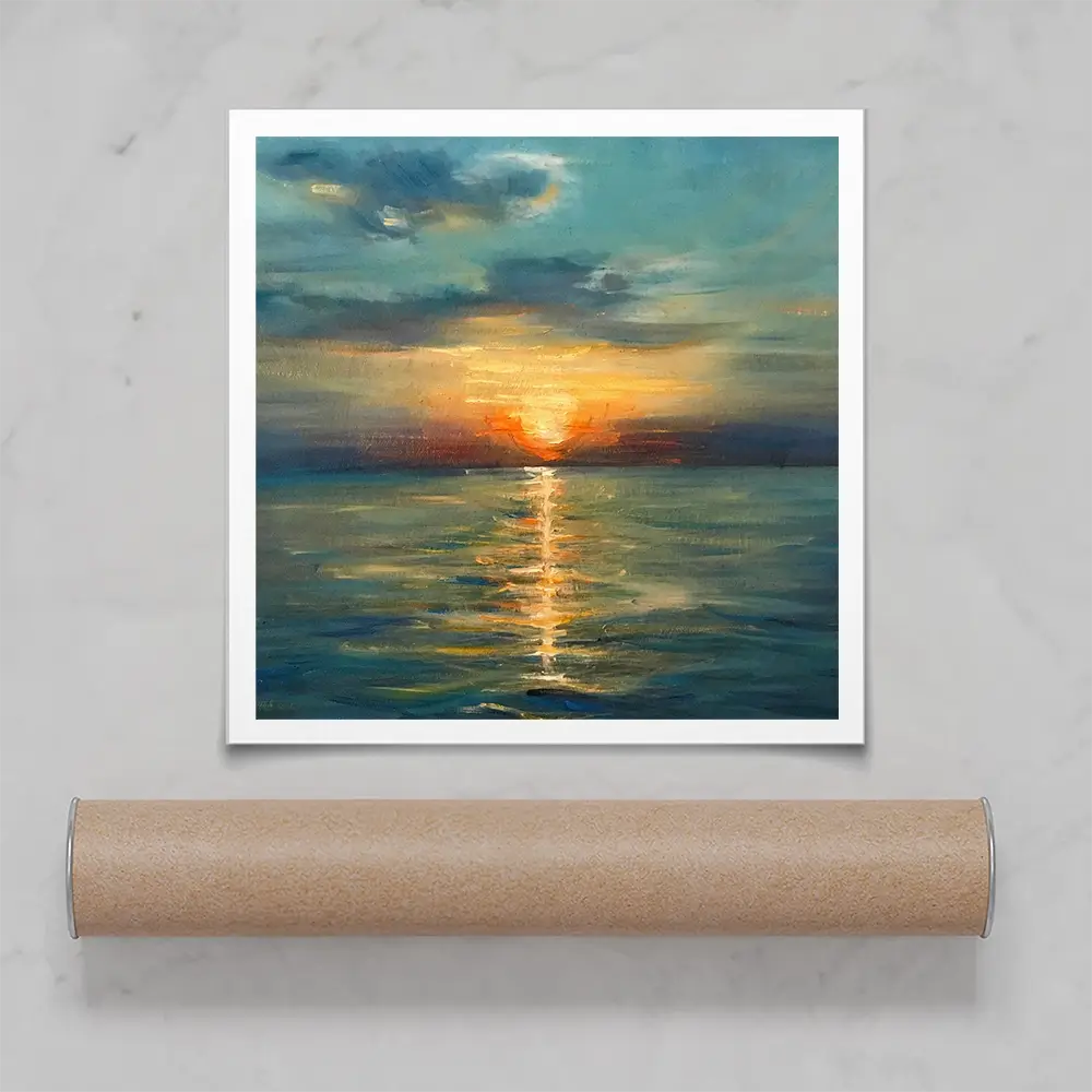 Sunrise Over The Sea Square Art Print Sunrise Over The Sea Square Art Print wall art product OlgaOsa / Shutterstock