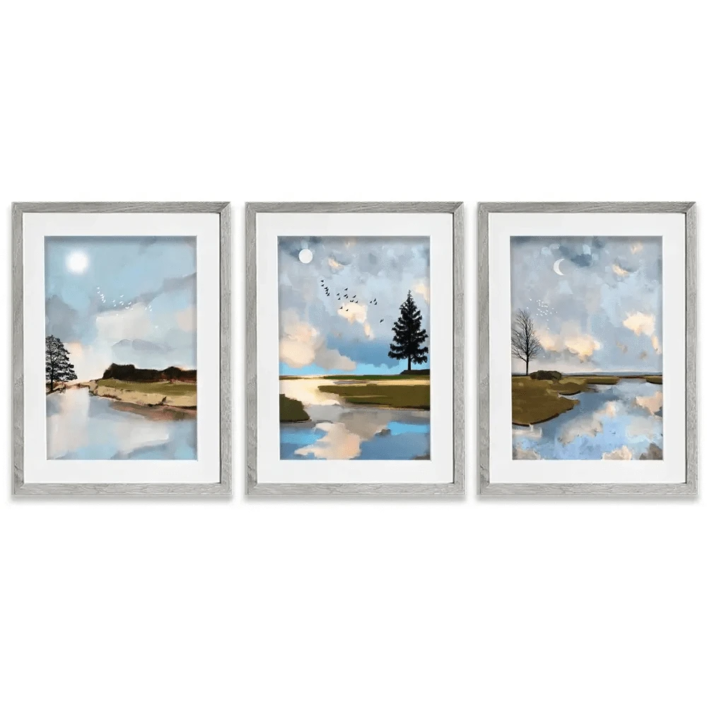 Sunrise To Sunset Framed Art Print Trio Sunrise To Sunset Framed Art Print Trio wall art product Greatart / Shutterstock
