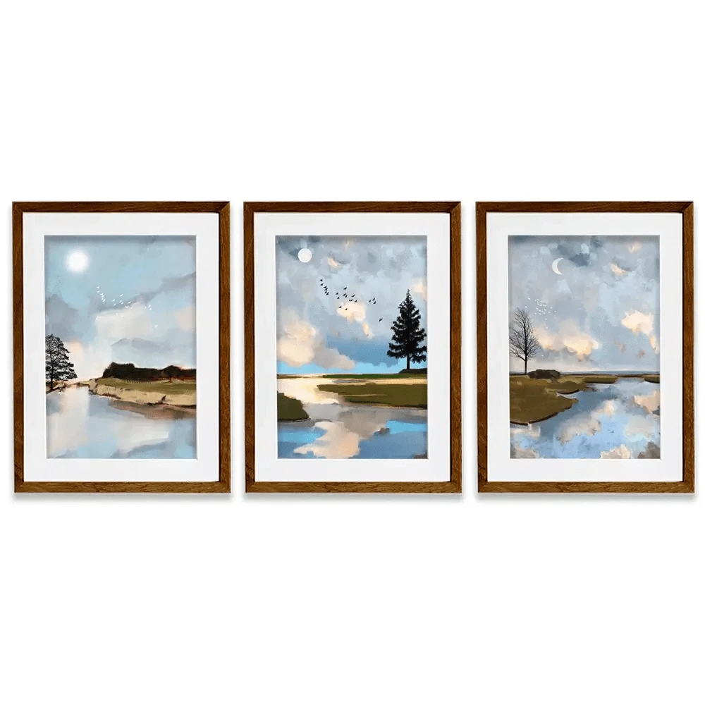 Sunrise To Sunset Framed Art Print Trio Sunrise To Sunset Framed Art Print Trio wall art product Greatart / Shutterstock