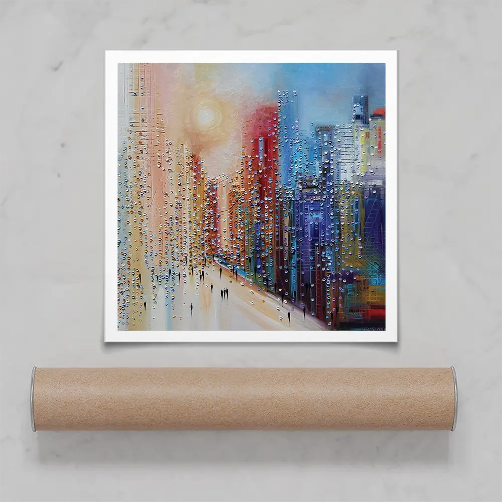 Sunset City Square Art Print Sunset City Square Art Print wall art product Ekaterina Ermilkina