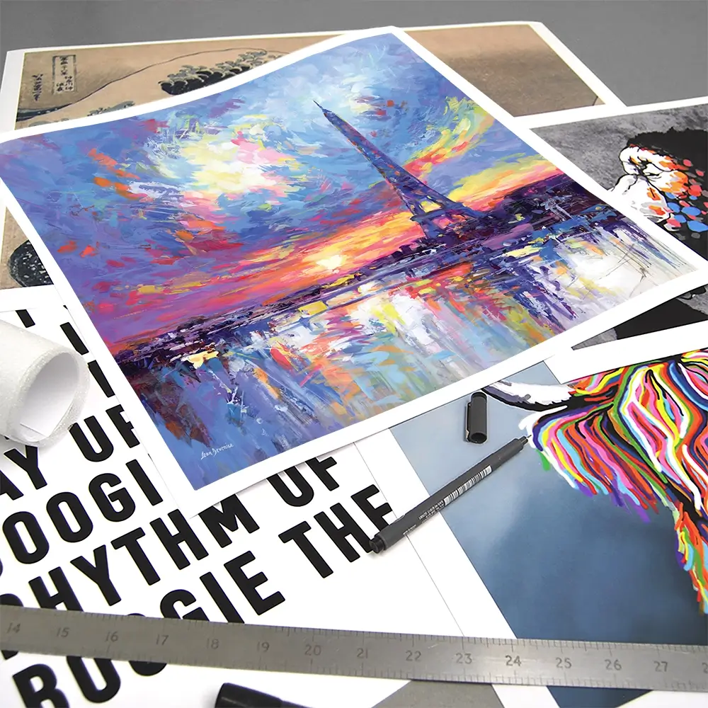 Sunset Eiffel Square Art Print Sunset Eiffel Square Art Print wall art product Leon Devenice