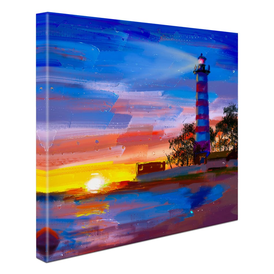 Sunset Lighthouse Scene Square Canvas Print wall art product Valenty / Shutterstock