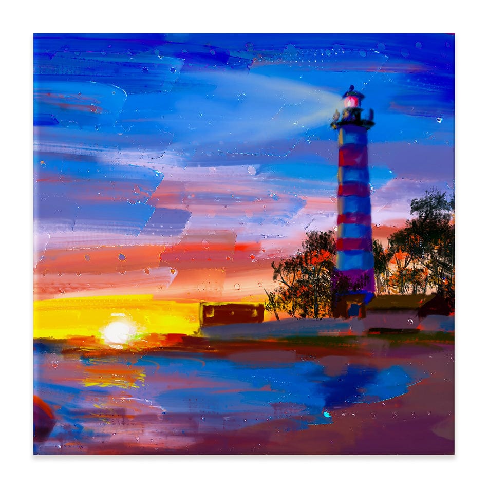 Sunset Lighthouse Scene Square Canvas Print wall art product Valenty / Shutterstock