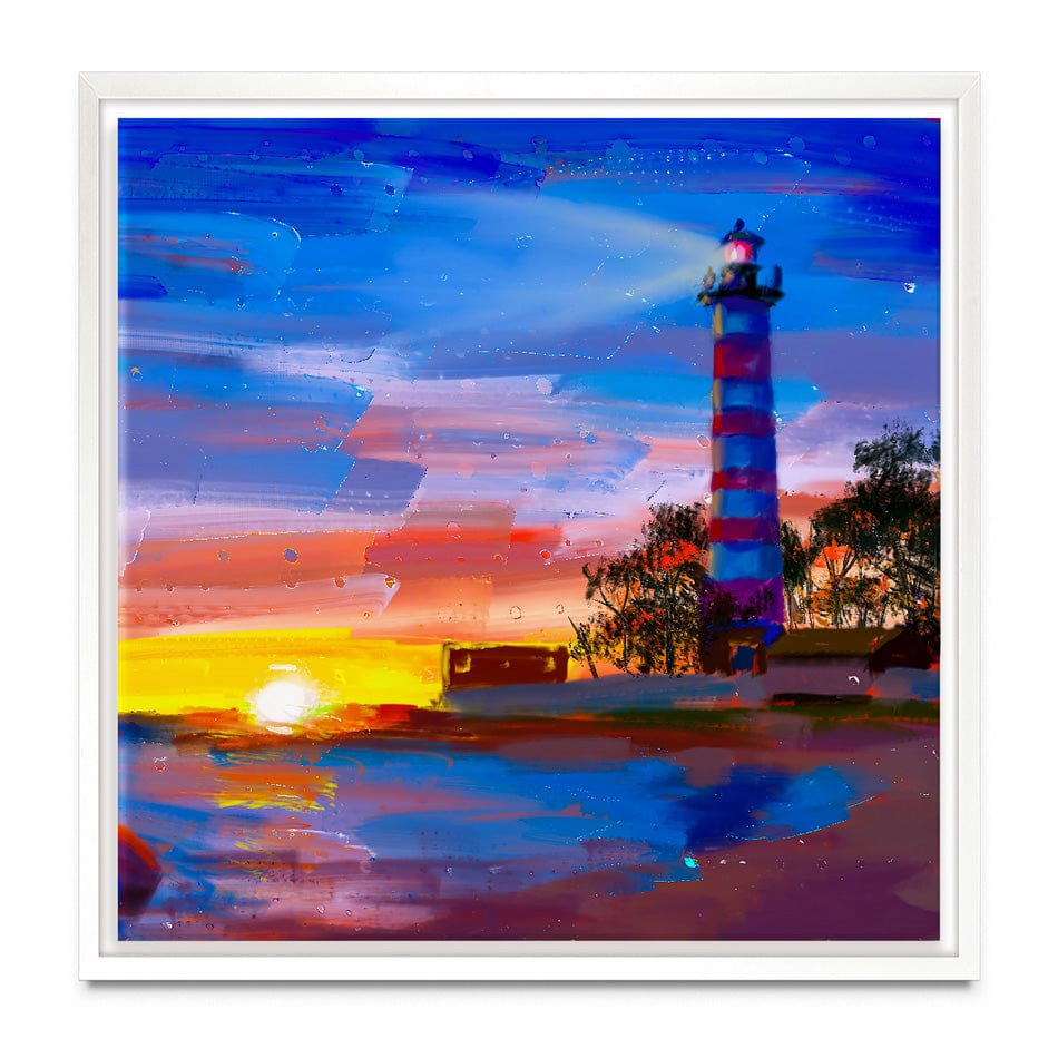 Sunset Lighthouse Scene Square Canvas Print wall art product Valenty / Shutterstock