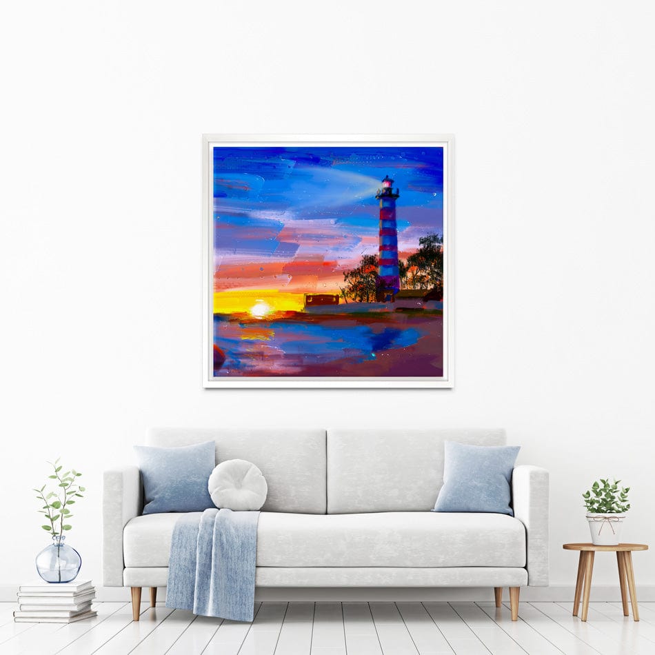 Sunset Lighthouse Scene Square Canvas Print wall art product Valenty / Shutterstock