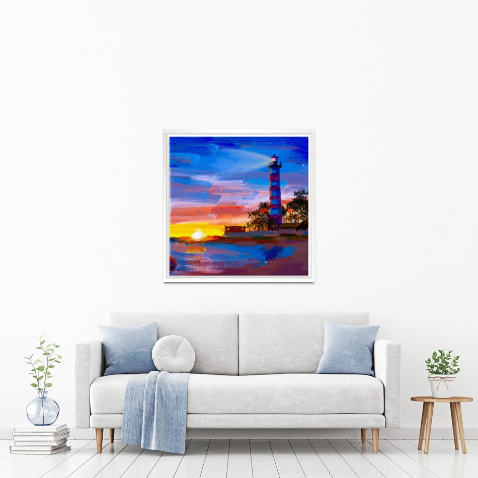 Sunset Lighthouse Scene Square Canvas Print wall art product Valenty / Shutterstock