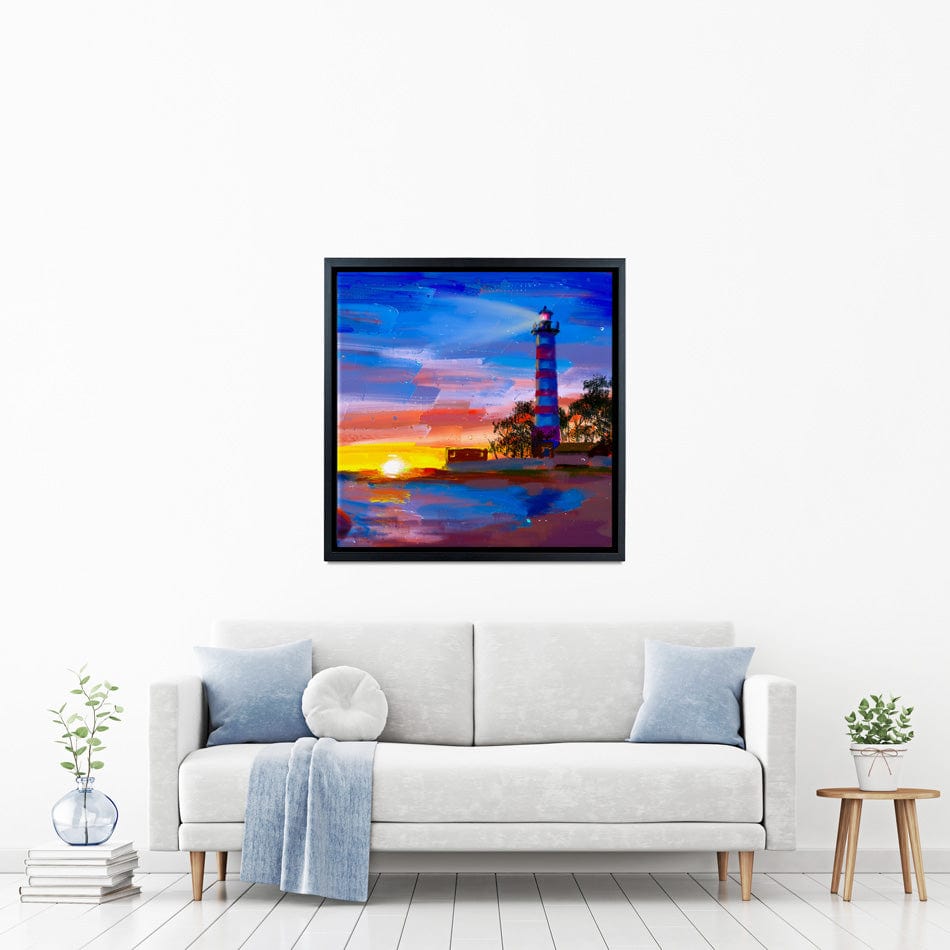 Sunset Lighthouse Scene Square Canvas Print wall art product Valenty / Shutterstock