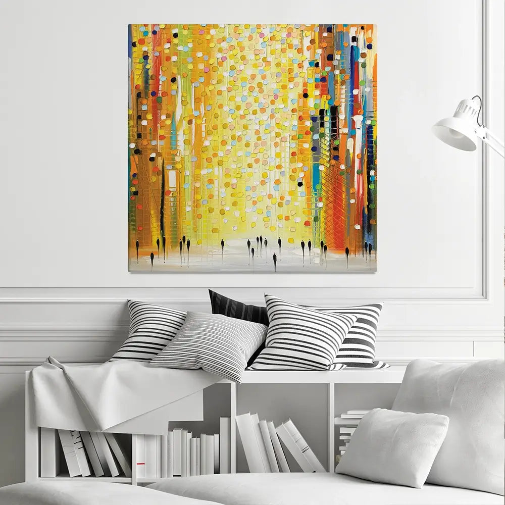 Sunset Lights Square Canvas Print Sunset Lights Square Canvas Print wall art product Ekaterina Ermilkina