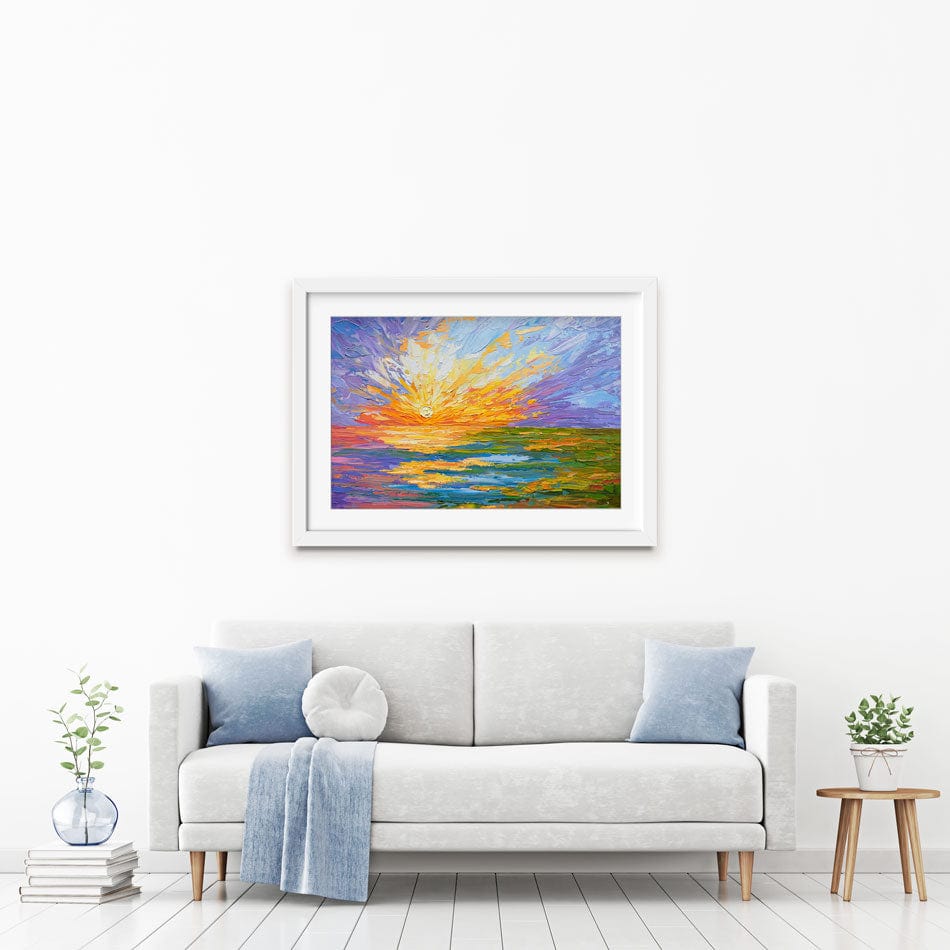 Sunset Over A Lake Framed Art Print wall art product Olga Tkachyk