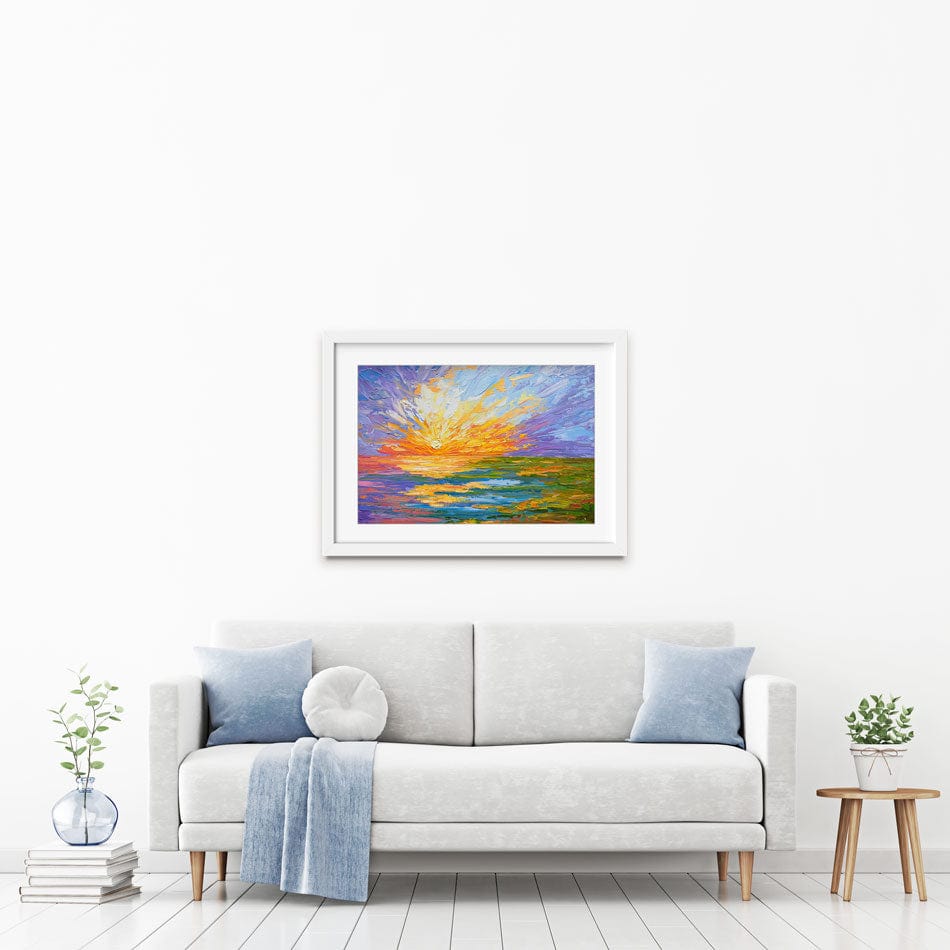 Sunset Over A Lake Framed Art Print wall art product Olga Tkachyk