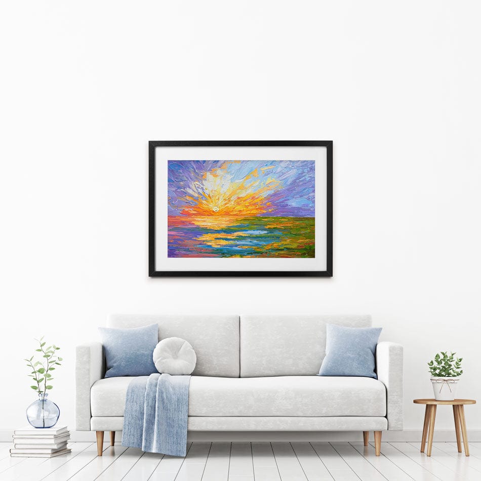 Sunset Over A Lake Framed Art Print wall art product Olga Tkachyk