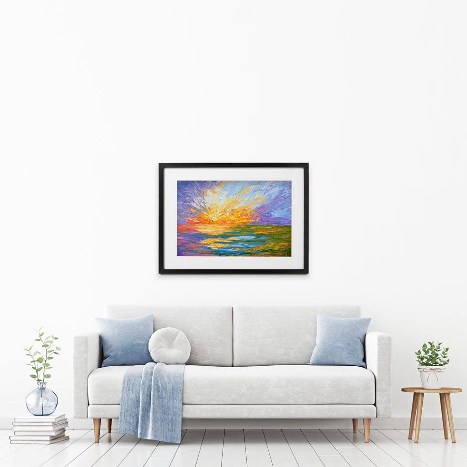 Sunset Over A Lake Framed Art Print wall art product Olga Tkachyk