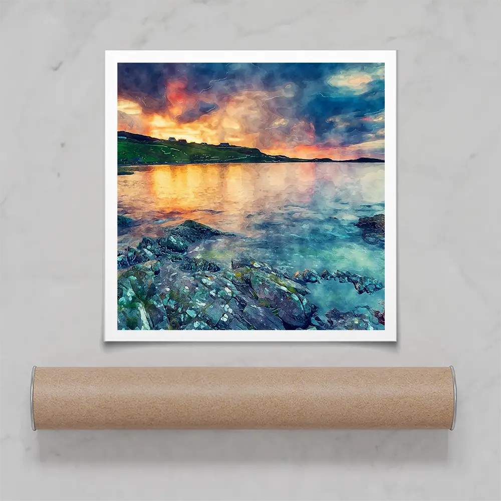 Sunset Over The Bay Square Art Print Sunset Over The Bay Square Art Print wall art product Helen Hotson / Shutterstock