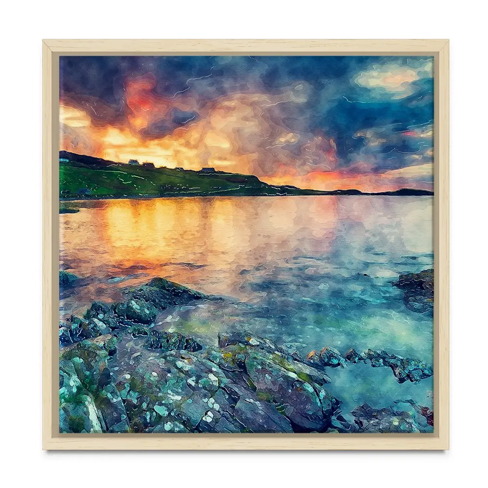Sunset Over The Bay Square Canvas Print Sunset Over The Bay Square Canvas Print wall art product Helen Hotson / Shutterstock