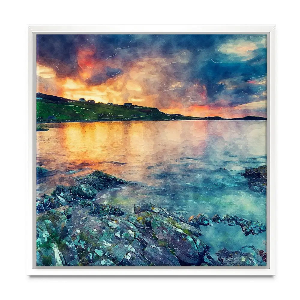 Sunset Over The Bay Square Canvas Print Sunset Over The Bay Square Canvas Print wall art product Helen Hotson / Shutterstock