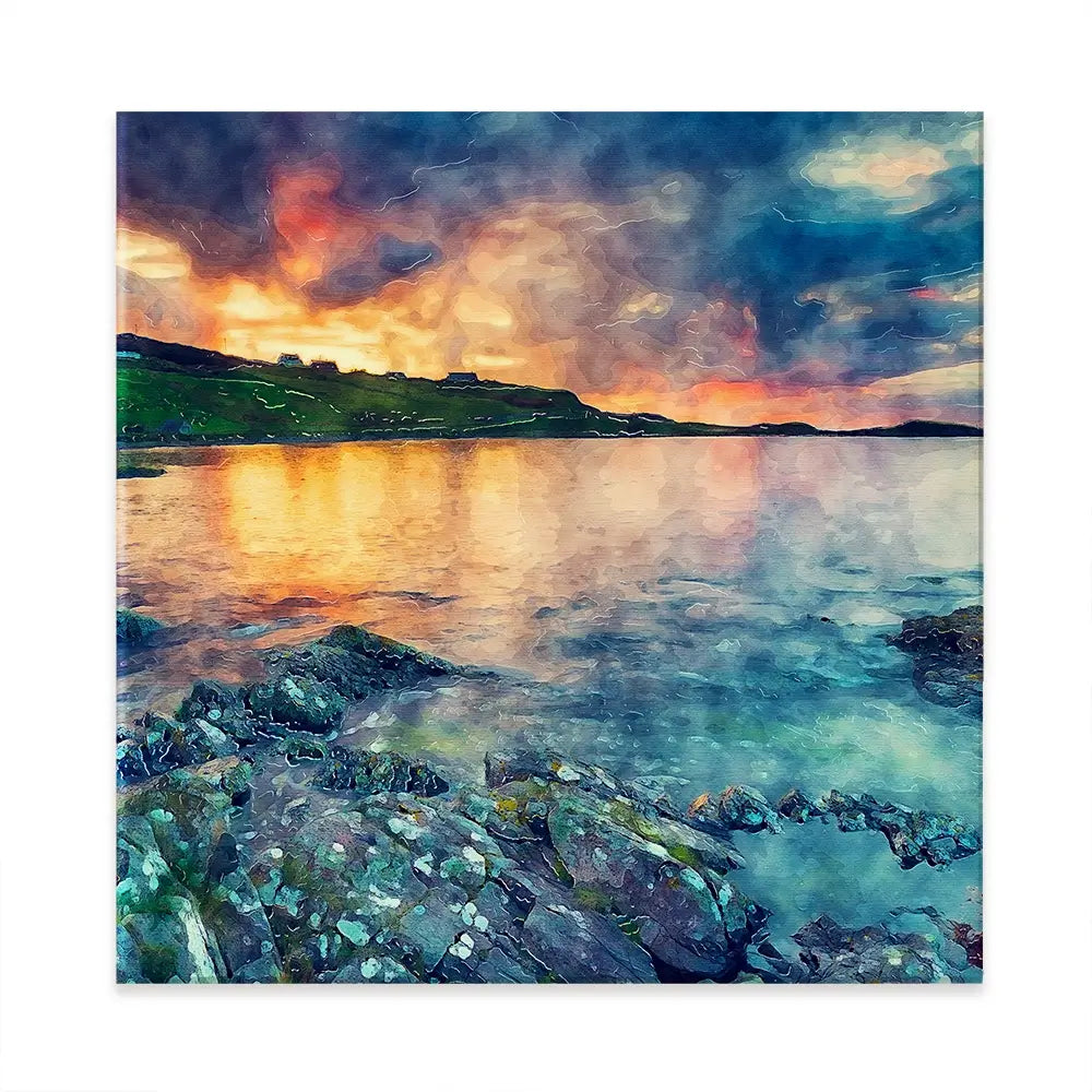 Sunset Over The Bay Square Canvas Print Sunset Over The Bay Square Canvas Print wall art product Helen Hotson / Shutterstock