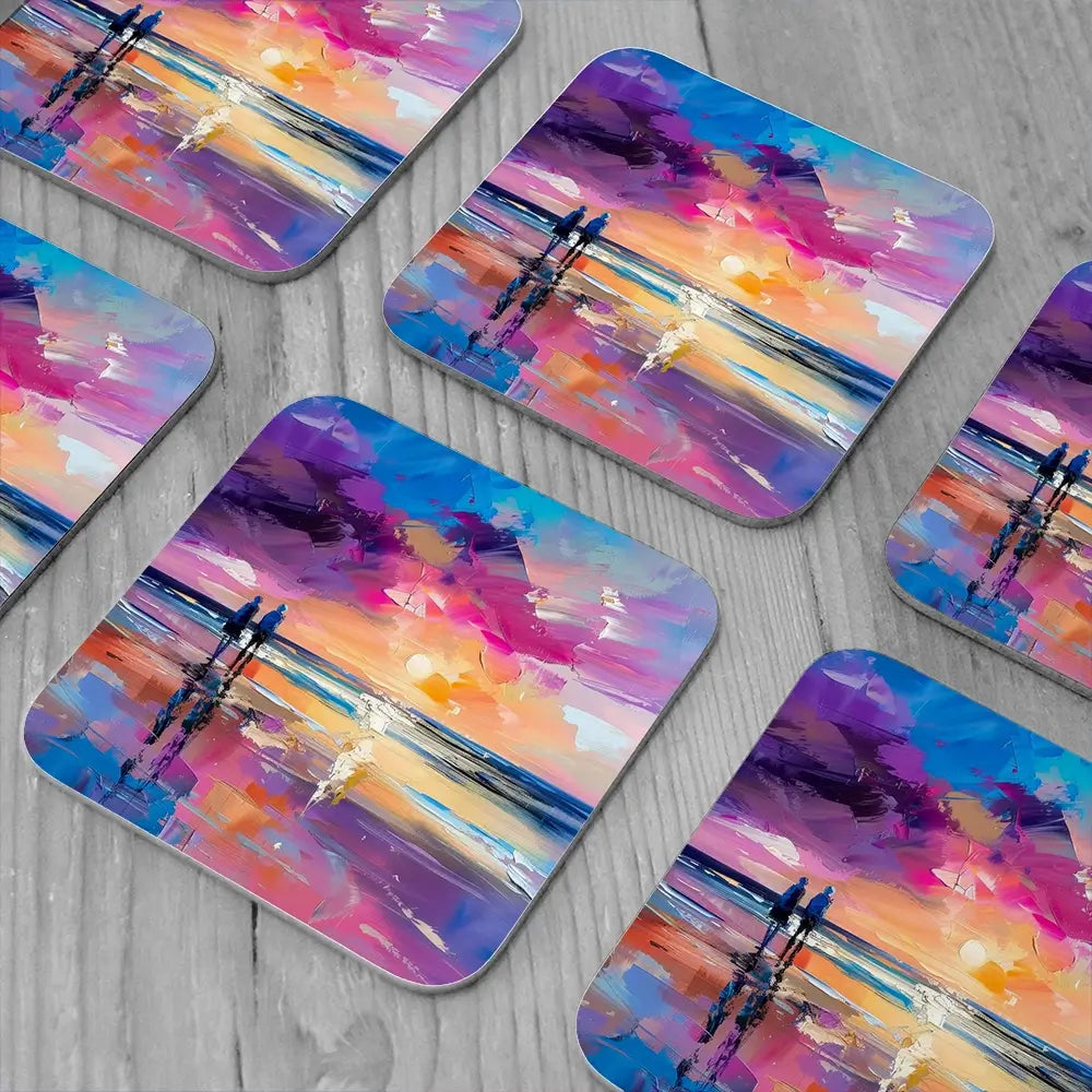 Sunset Strolling Coaster Set Sunset Strolling Coaster Set wall art product Art Print Shop