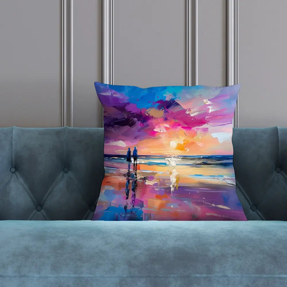 Sunset Strolling Cushion Sunset Strolling Cushion wall art product Art Print Shop