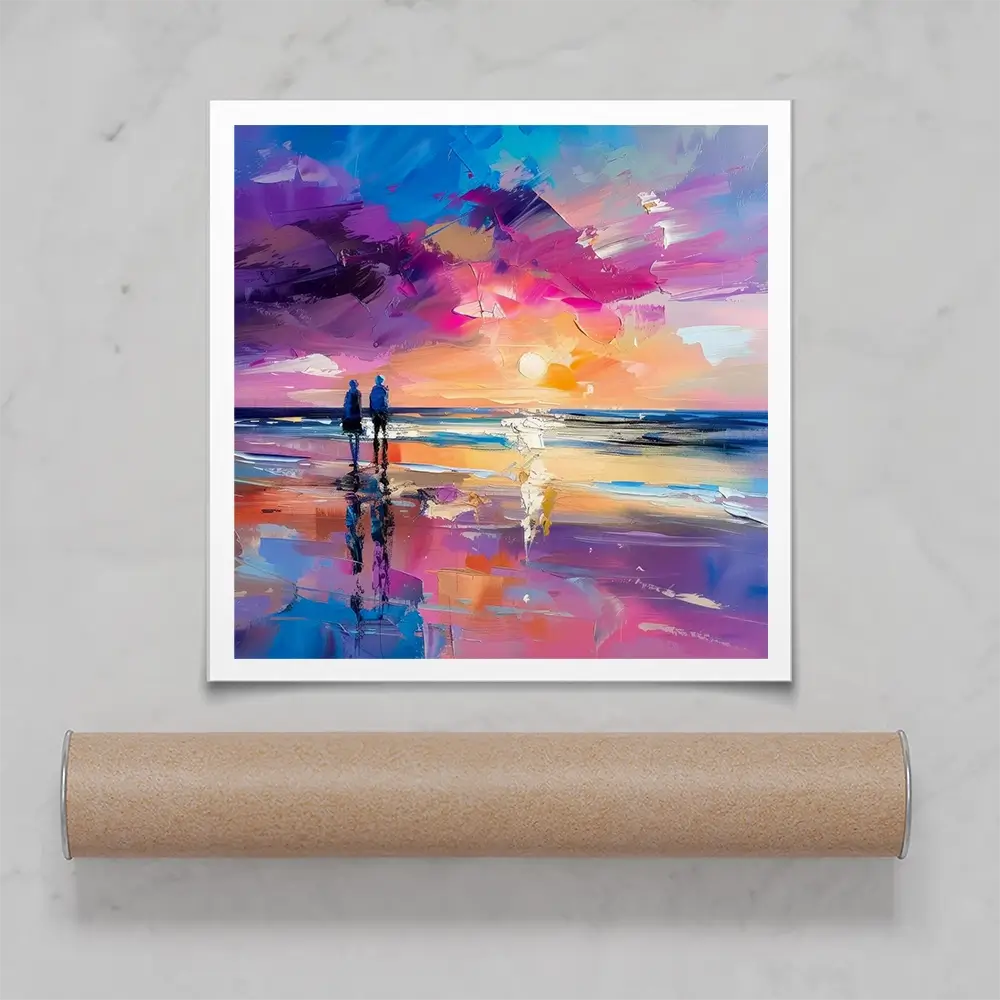 Sunset Strolling Square Art Print Sunset Strolling Square Art Print wall art product Art Print Shop