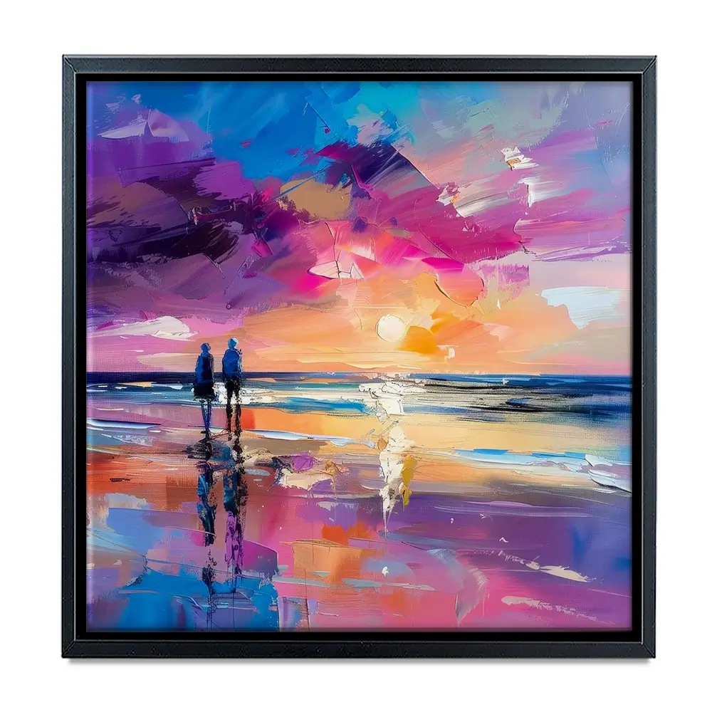 Sunset Strolling Square Canvas Print Sunset Strolling Square Canvas Print wall art product Art Print Shop