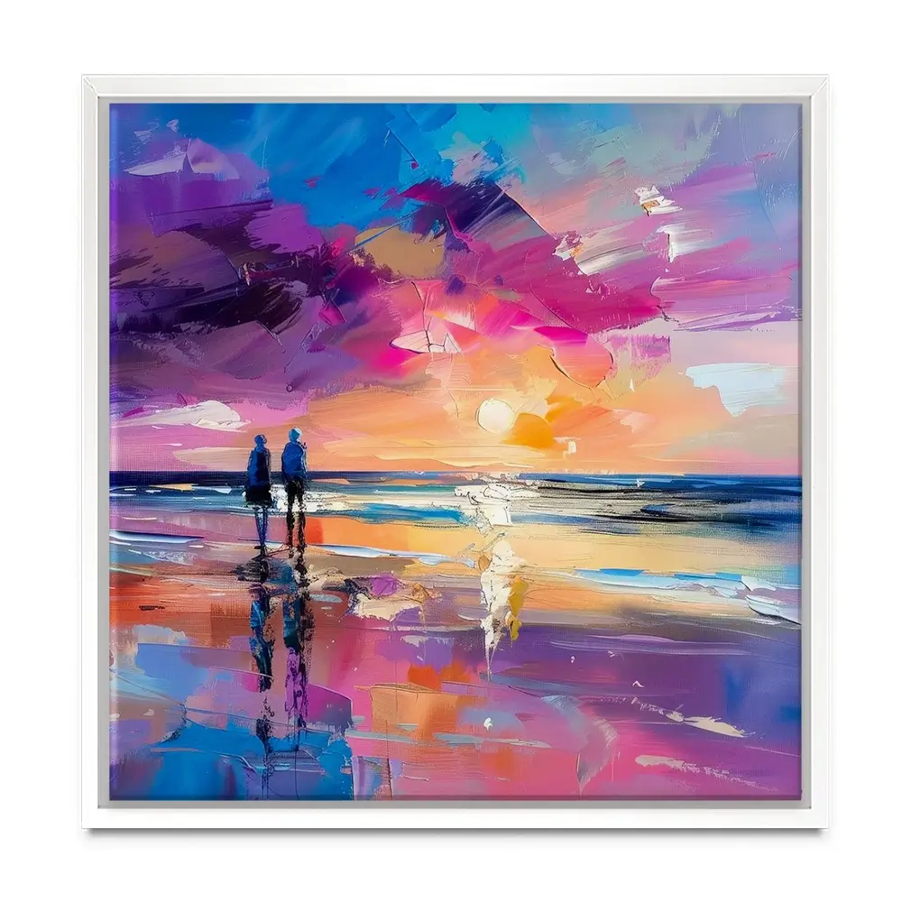 Sunset Strolling Square Canvas Print Sunset Strolling Square Canvas Print wall art product Art Print Shop