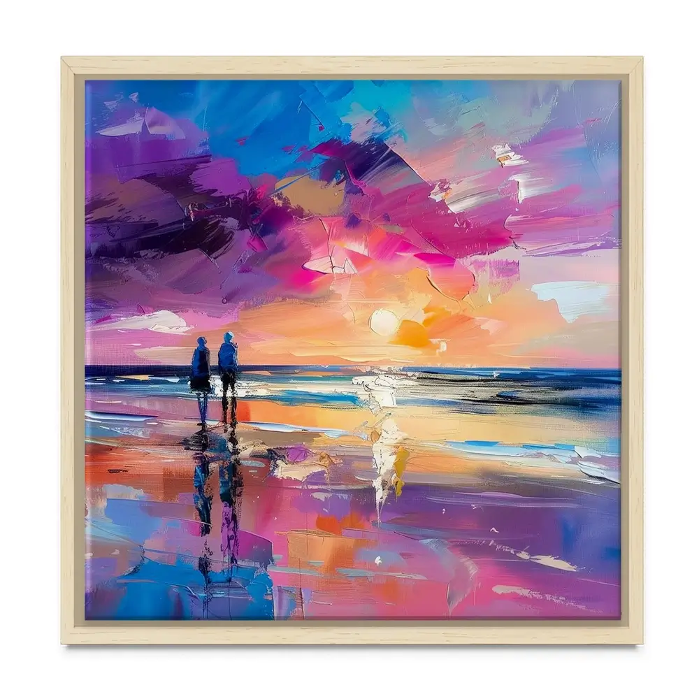 Sunset Strolling Square Canvas Print Sunset Strolling Square Canvas Print wall art product Art Print Shop