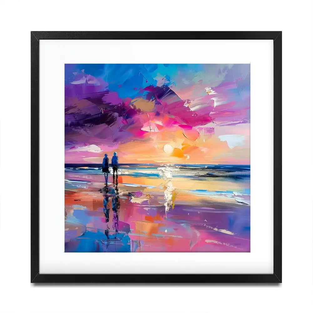 Sunset Strolling Square Framed Art Print Sunset Strolling Square Framed Art Print wall art product Art Print Shop