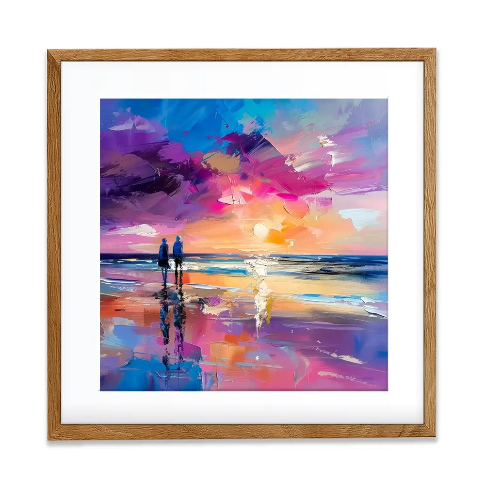 Sunset Strolling Square Framed Art Print Sunset Strolling Square Framed Art Print wall art product Art Print Shop